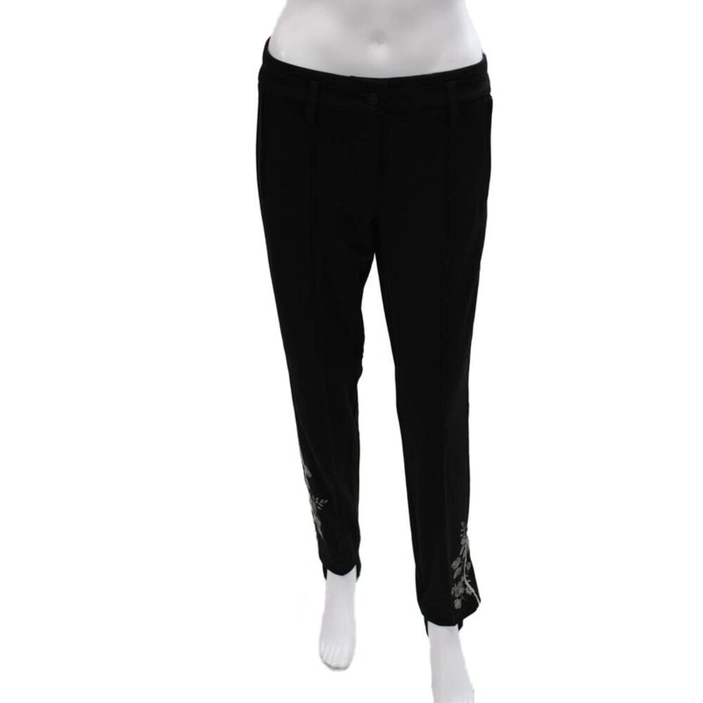Cambio Womens Floral Viscose Ankle Pants Black Button Petite Size 8